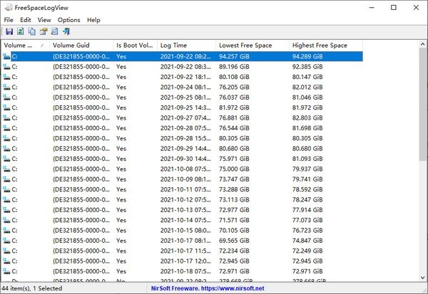 FreeSpaceLogView(可用磁盘空间日志查看工具)